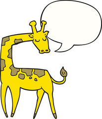 cartoon giraffe and speech bubble