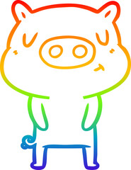 rainbow gradient line drawing cartoon content pig