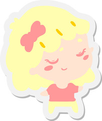 cartoon happy girl sticker