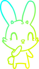 cold gradient line drawing cute cartoon rabbit