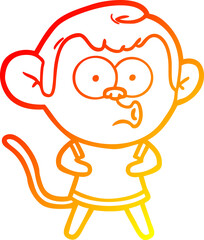 warm gradient line drawing cartoon surprised monkey