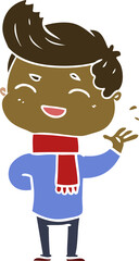 flat color style cartoon man laughing