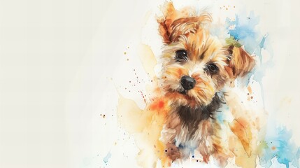 watercolor portrait of a cute yorkshire terrier wall art home decor print