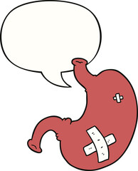 cartoon stomach and speech bubble