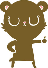 peaceful flat color style cartoon bear cub