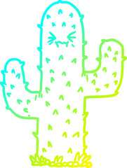 cold gradient line drawing cartoon cactus