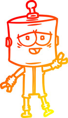 warm gradient line drawing cartoon robot