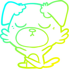 cold gradient line drawing cute cartoon dog