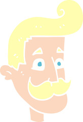flat color illustration of a cartoon man with mustache