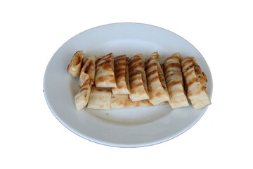 Turkish minced meat pita, isolated on white background