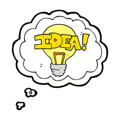 thought bubble cartoon idea light bulb symbol