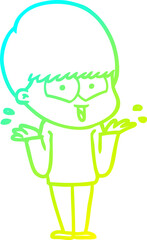 cold gradient line drawing cartoon happy boy