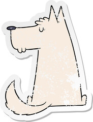 distressed sticker of a cute cartoon dog