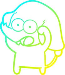 cold gradient line drawing cute cartoon elephant