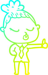 cold gradient line drawing cartoon calm woman