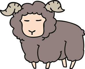quirky hand drawn cartoon ram