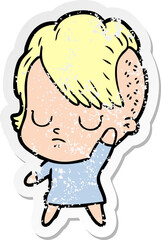 distressed sticker of a cartoon woman