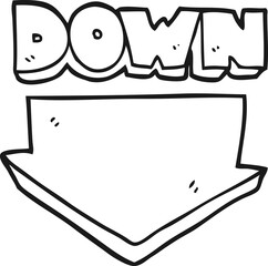 black and white cartoon down arrow symbol