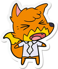 sticker of a angry cartoon fox boss