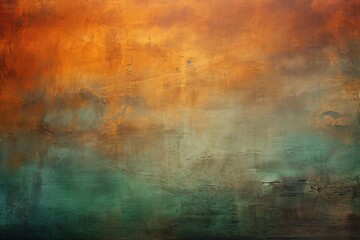 Abstract textured background merging cool green and warm orange tones, exuding distressed, old vintage grunge texture design