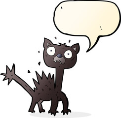 cartoon scared cat with speech bubble