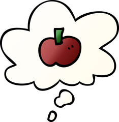 cartoon apple symbol and thought bubble in smooth gradient style