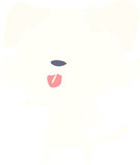 flat color style cartoon dog sticking out tongue