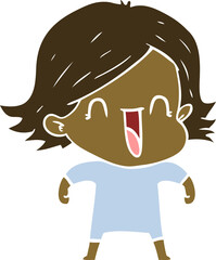 flat color style cartoon happy woman