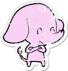 distressed sticker of a cute cartoon elephant