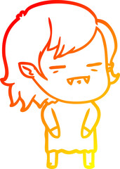 warm gradient line drawing cartoon undead vampire girl