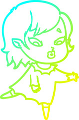 cold gradient line drawing cute cartoon vampire girl