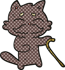 comic book style cartoon old cat