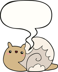 cute cartoon snail and speech bubble