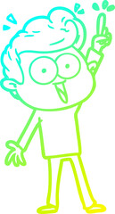 cold gradient line drawing cartoon staring man