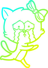 cold gradient line drawing cartoon cat