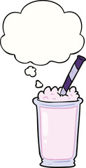 cartoon milkshake and thought bubble