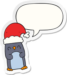 cartoon penguin and speech bubble sticker
