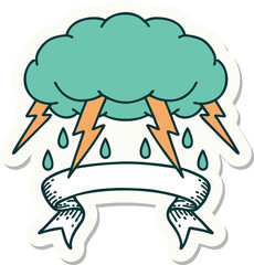 tattoo sticker with banner of a storm cloud