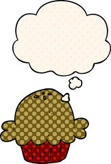cartoon pie and thought bubble in comic book style