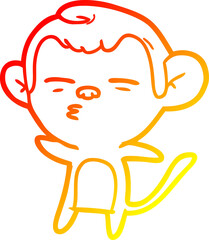 warm gradient line drawing cartoon suspicious monkey