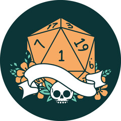 natural one d20 dice roll icon