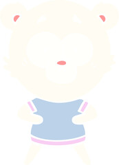 surprised polar bear flat color style cartoon