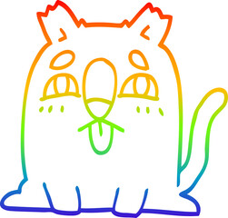 rainbow gradient line drawing cartoon funny cat