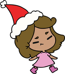 christmas cartoon of kawaii girl