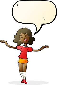 recommend clip art: cartoon woman taking praise with speech bubble