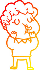 warm gradient line drawing cartoon man singing