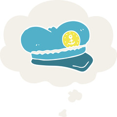 cartoon sailor hat and thought bubble in retro style