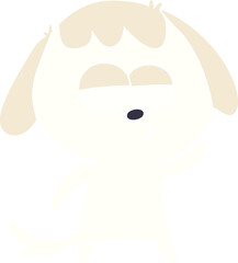 flat color style cartoon bored dog