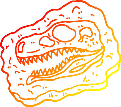 dinosaur fossil outline, warm gradient color clip art preview