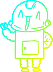 cold gradient line drawing cartoon robot